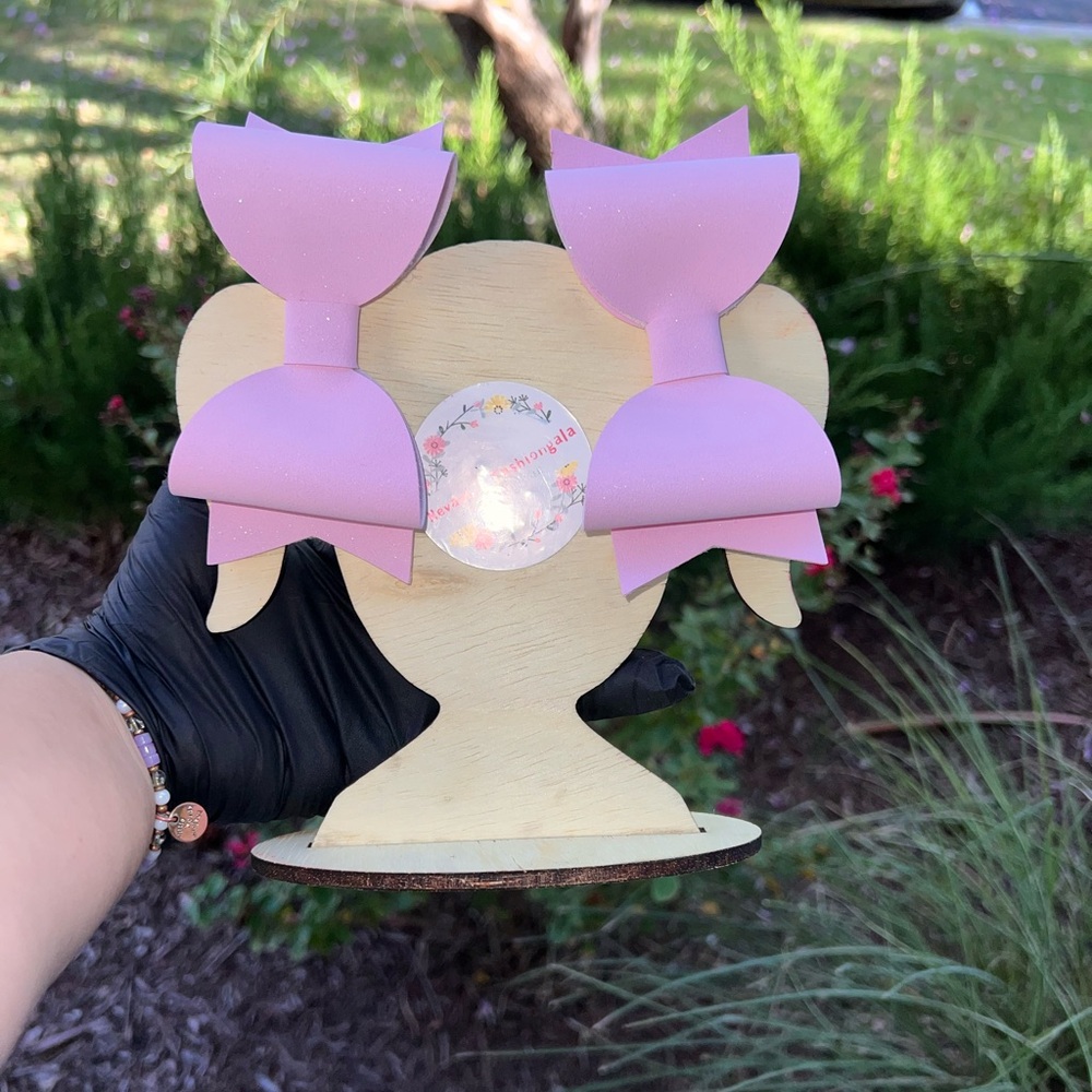 Glitter Pink Faux Leather Hair Bows With Alligator Clips